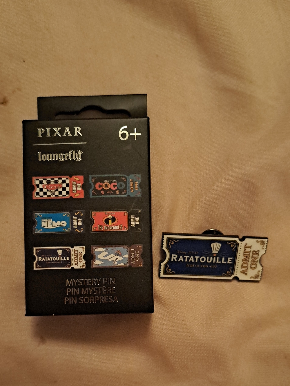 PIXAR Loungefly Ratatouille Ticket Enamel Pin - Blue & Cream